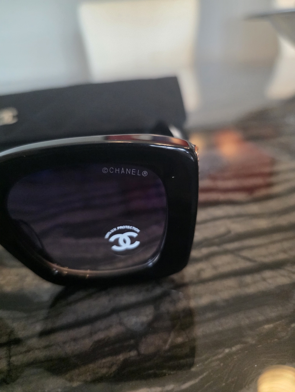 NWT AUTHENTIC 5435 Chanel Black Square Sunglasses with Blue Polarized Lenses - Picture 2 of 13